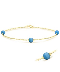 Gold Plated Blue Beads Silver Bracelet BRS-02-GP